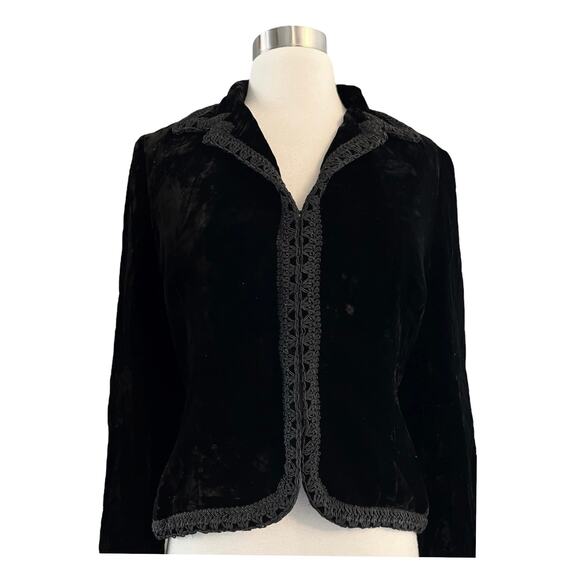 RALPH LAUREN Black Label Black Velvet Jacket Evening Lace Trim USA Union 10 EUC - Picture 11 of 11